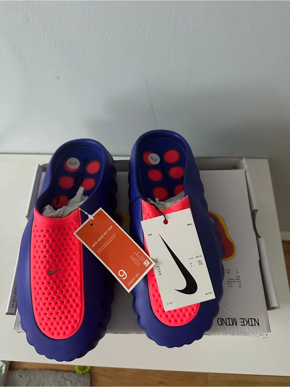 Nike Kids Slip-On Clogs in Blue with Pink Accents